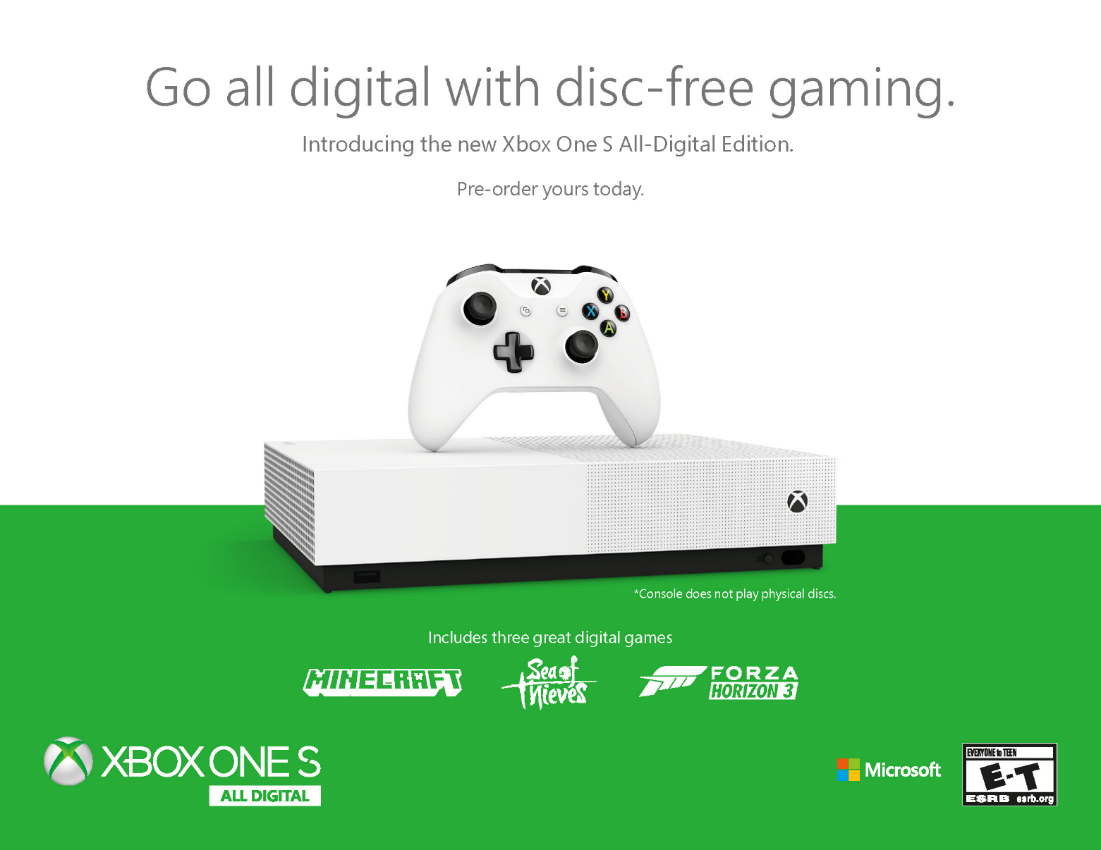 On This Day: Xbox One S All-Digital Previewed the Disc-Free Console Future