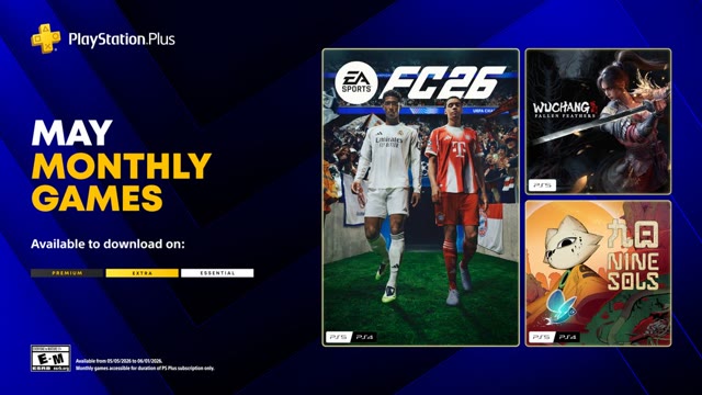 PlayStation Plus May Games Include EA Sports FC 26 and Wuchang