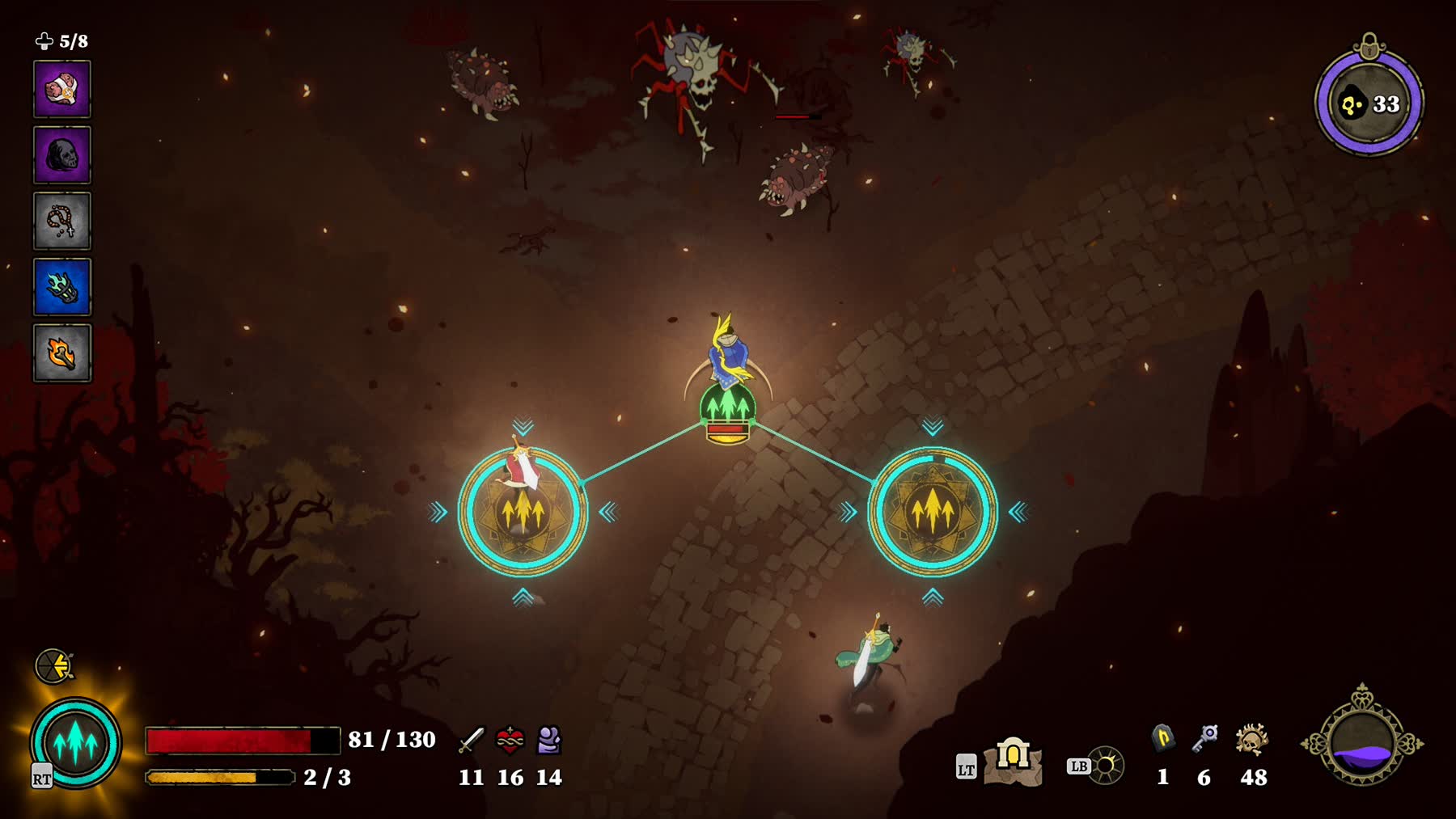 33 Immortals players using cooperative abilities in battle