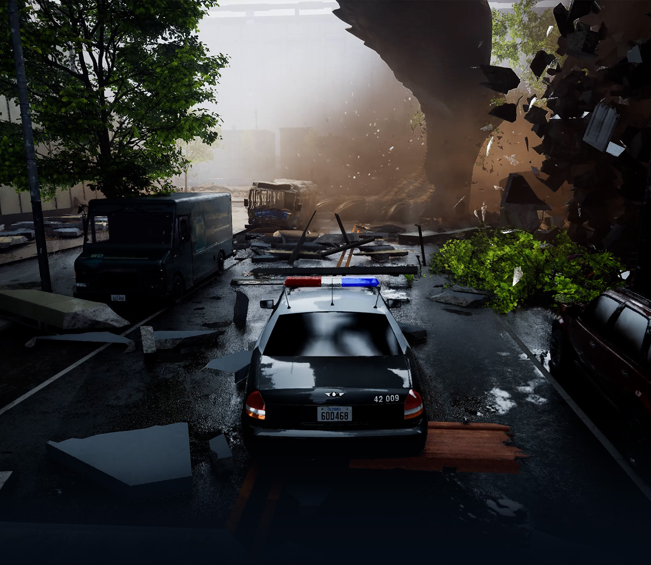 A giant Beast towers over a city street in BeastLink.
