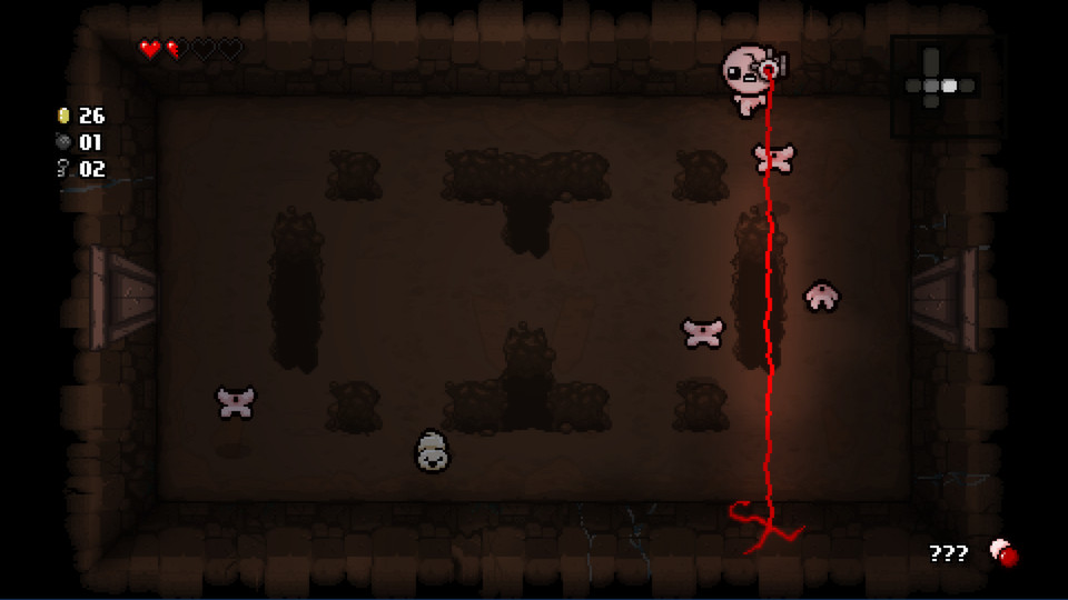 Isaac fighting enemies in The Binding of Isaac Rebirth