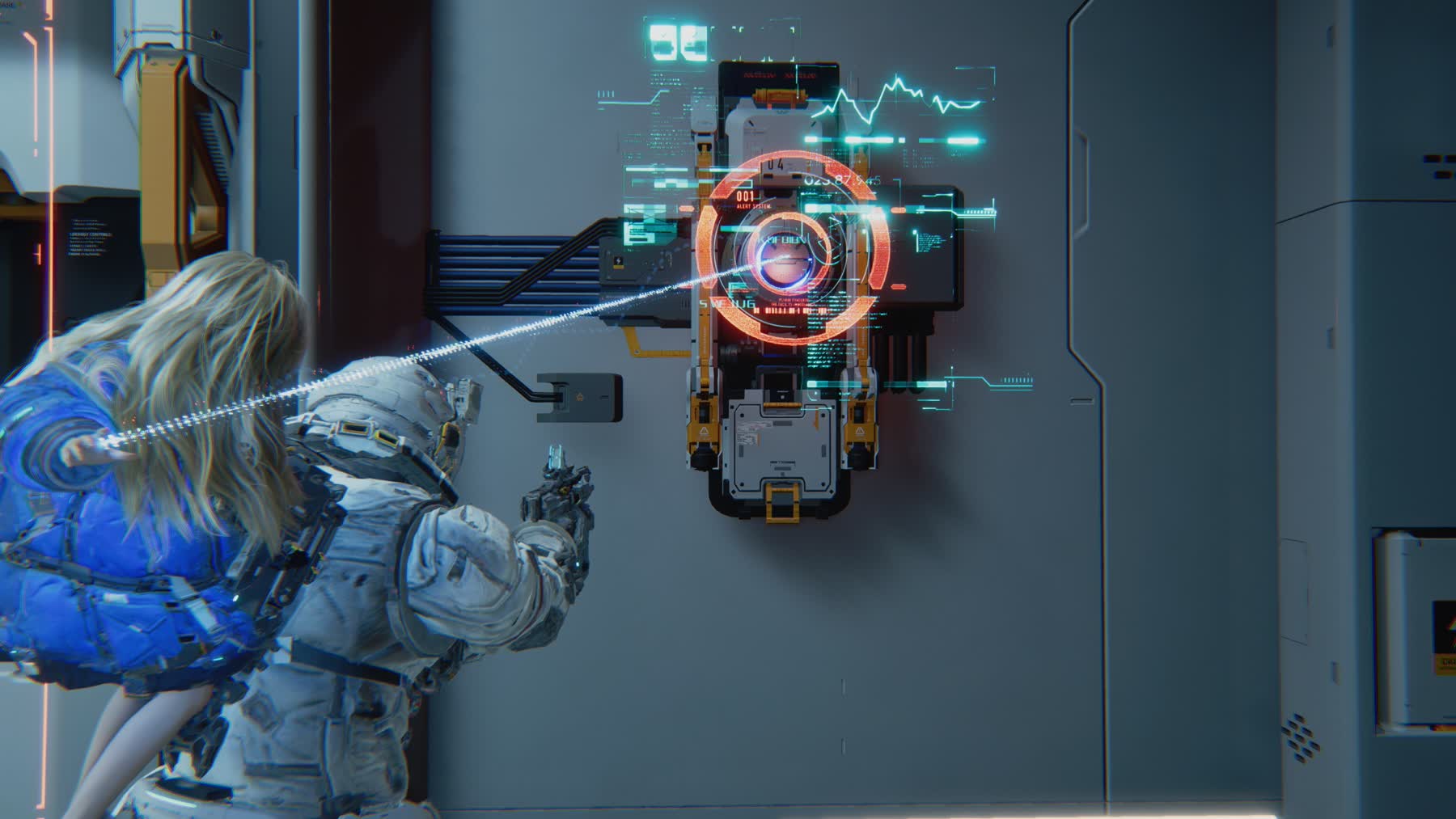 Hugh and Diana in Pragmata gameplay