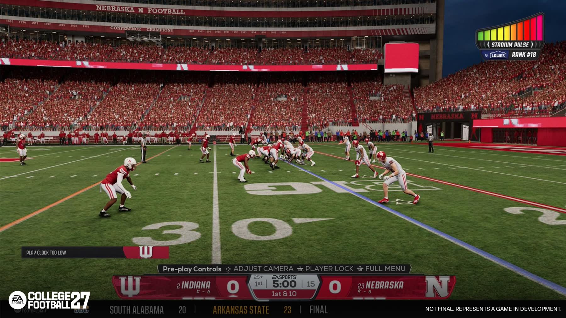 College Football 27 players line up before a snap in Dynasty mode