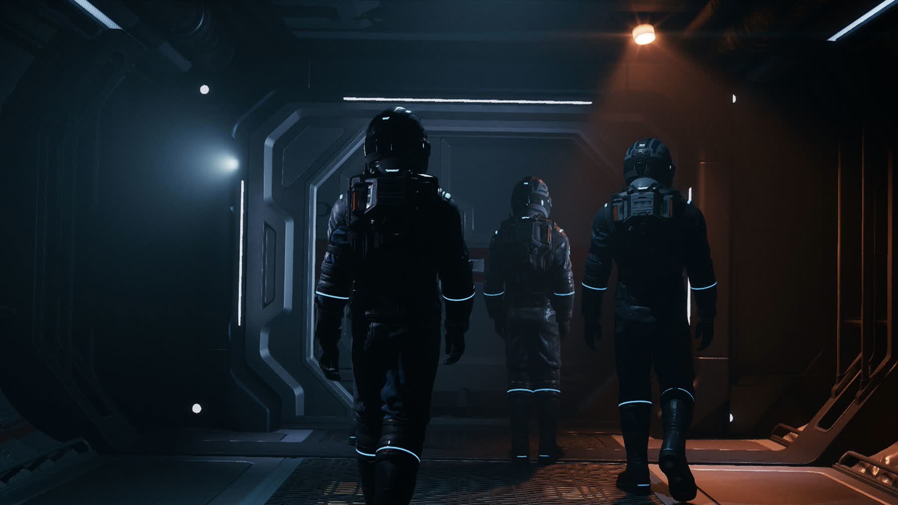 An astronaut faces a hostile scene inside Directive 8020