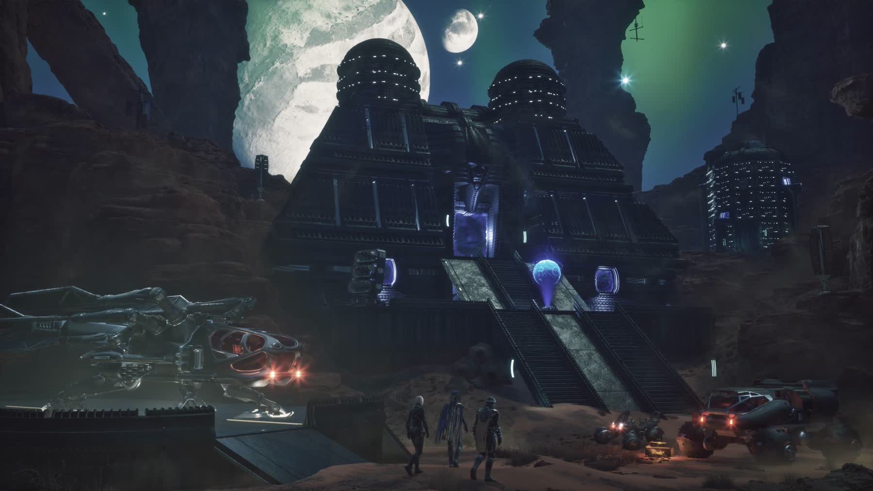 A Dune: Awakening base stands in the desert on Arrakis