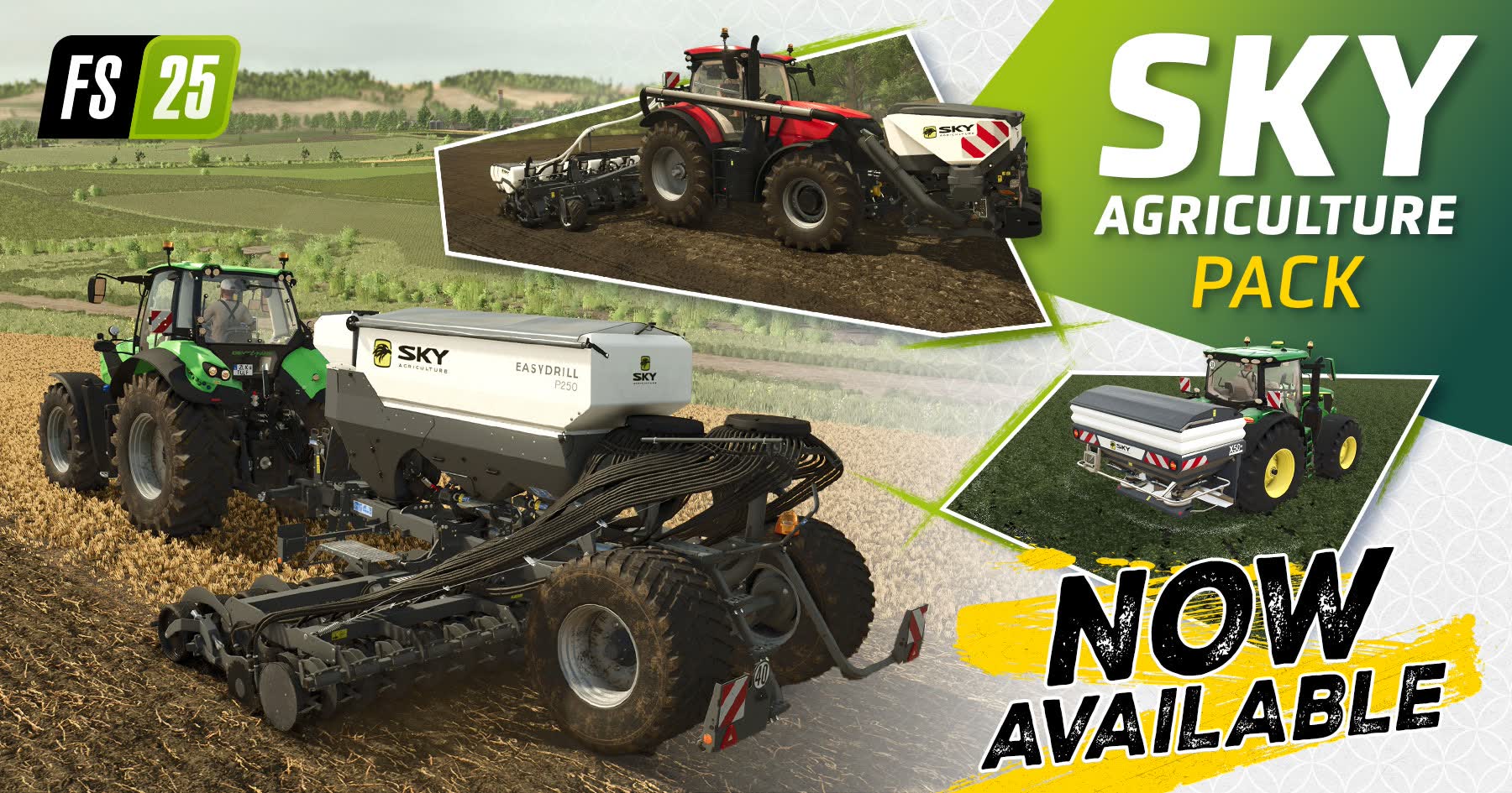 Farming Simulator 25 SKY Agriculture Pack key art with farm machinery