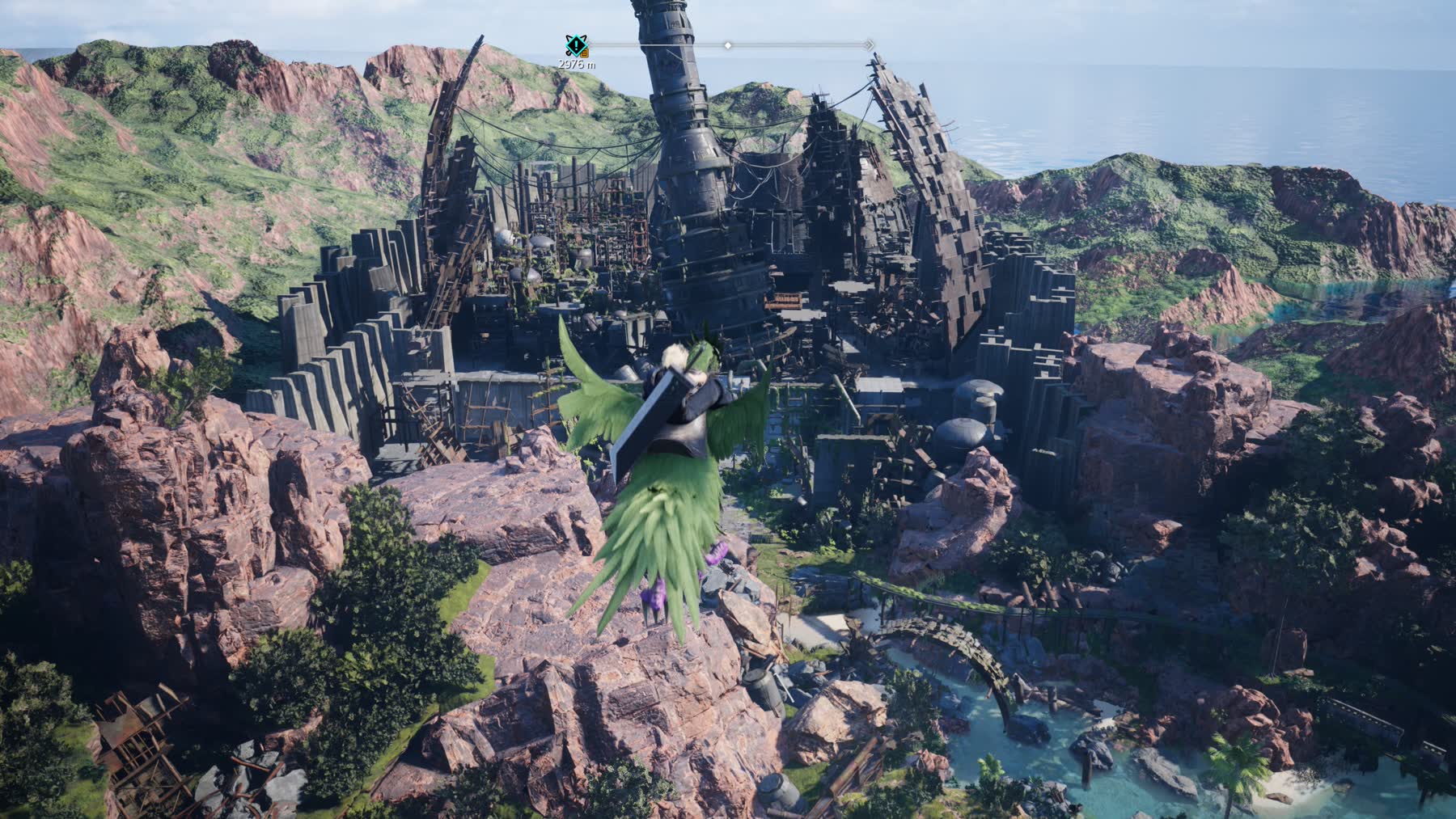 Cloud's party explores a forest region in Final Fantasy VII Rebirth