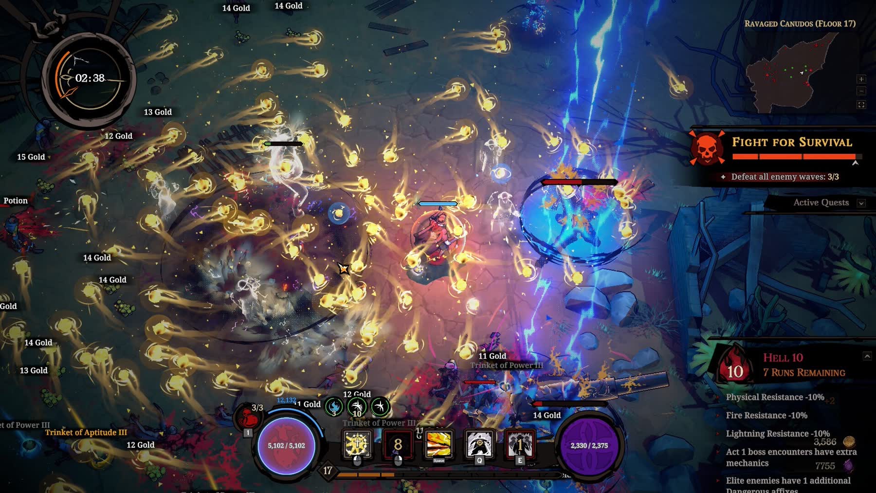 Pajeu fights through a crowded Hell Clock Cursed War combat encounter