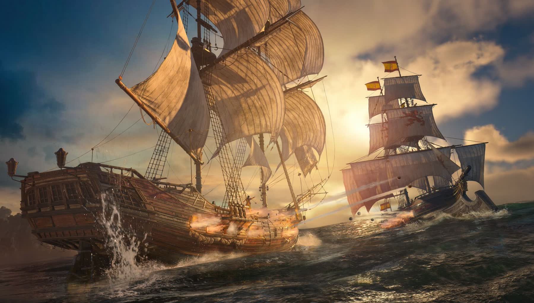 The Jackdaw sailing through stormy seas in Assassin's Creed Black Flag Resynced