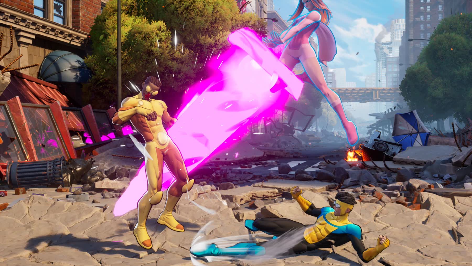 Invincible VS tag battle gameplay with Mark Grayson and Atom Eve