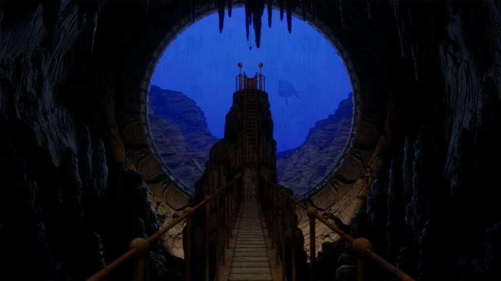 A scene from the Riven remake showing Cyan's updated 3D environments