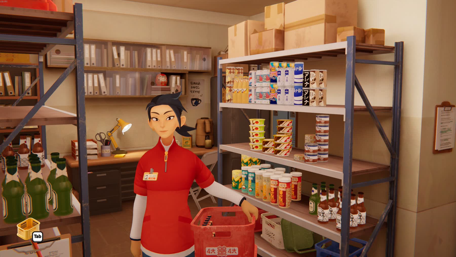 Makoto working inside a Japanese convenience store in inKONBINI