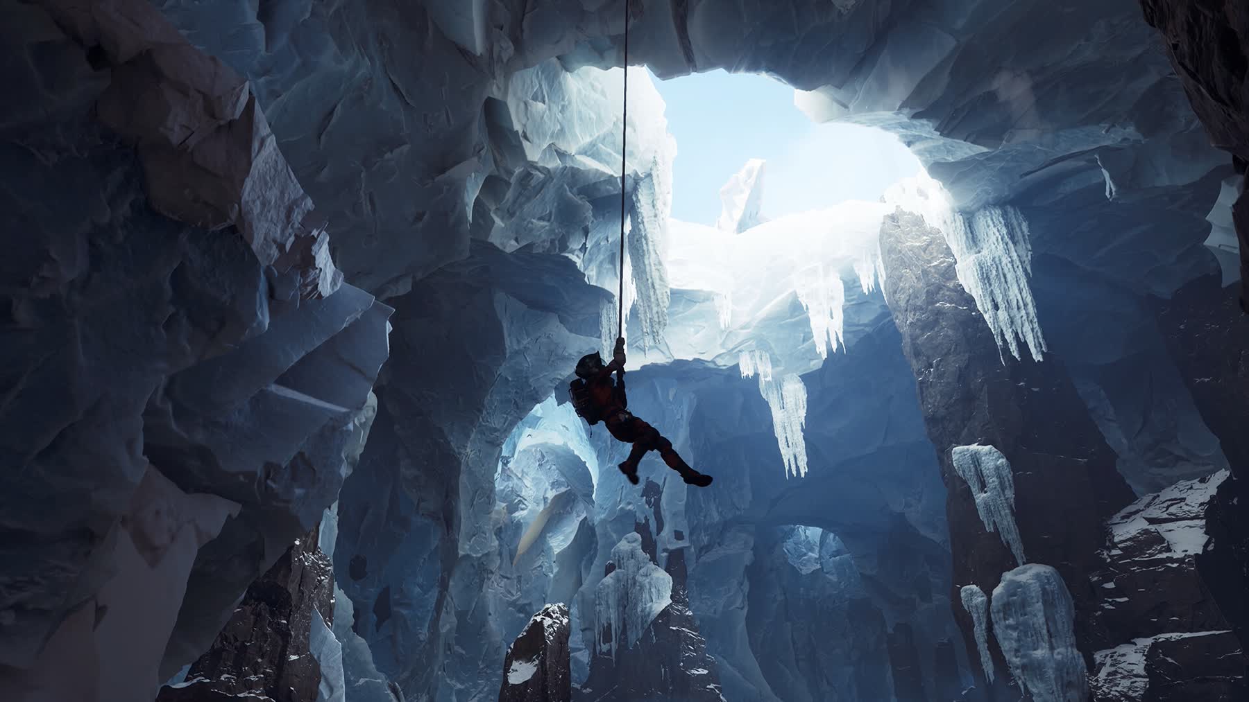 Astronaut Ariane exploring a frozen alien planet in Aphelion