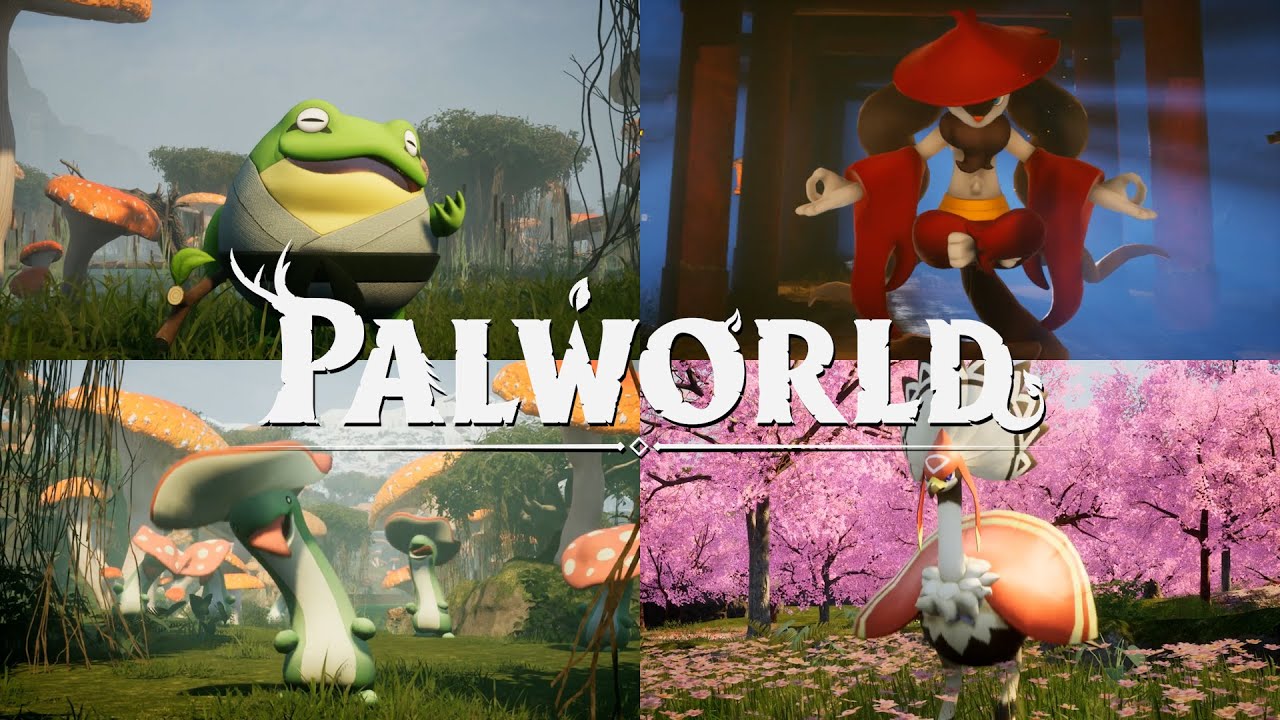 Pals gather in an official Palworld trailer scene