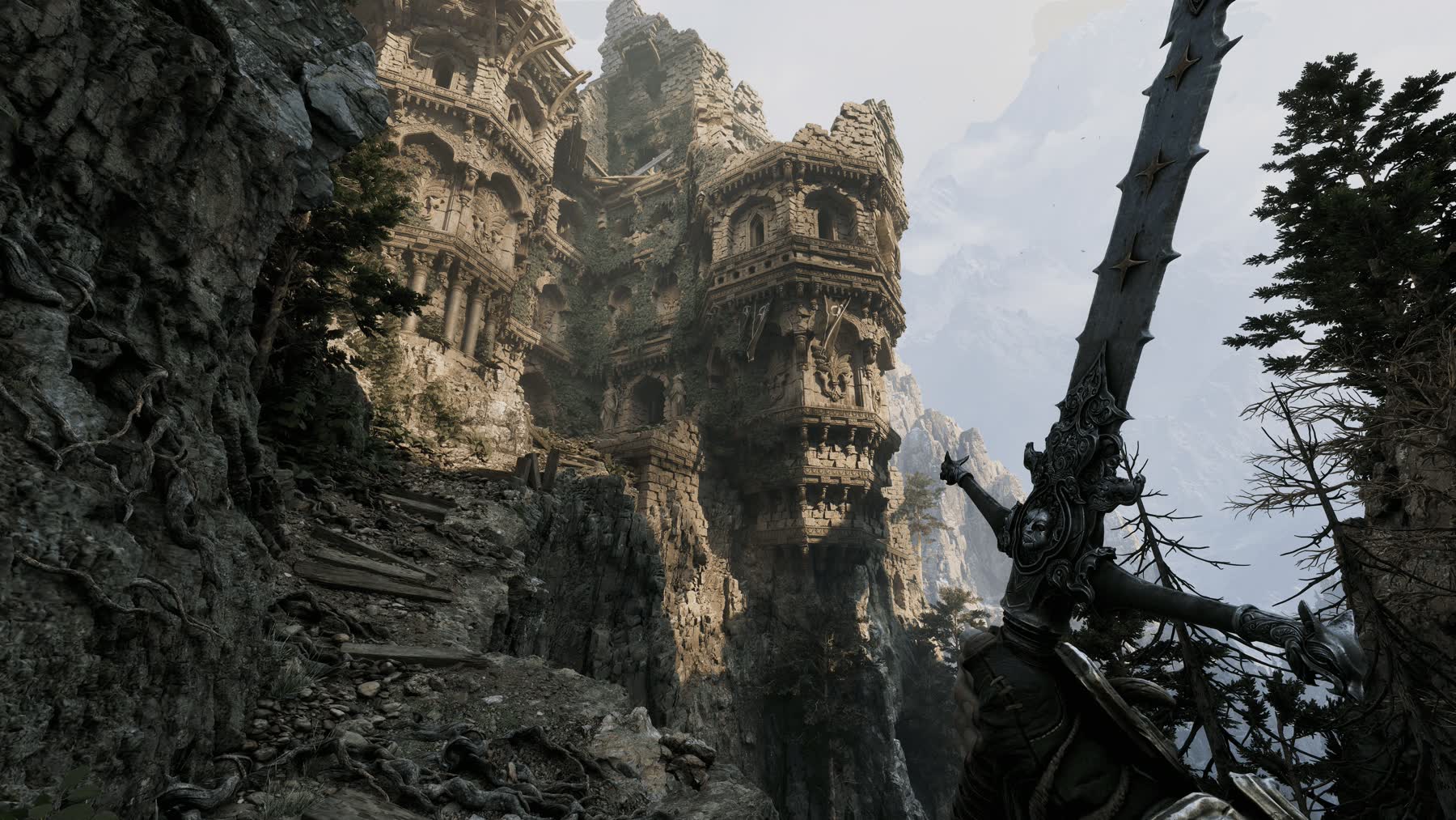 A first-person spellcaster faces a glowing enemy in Fatekeeper