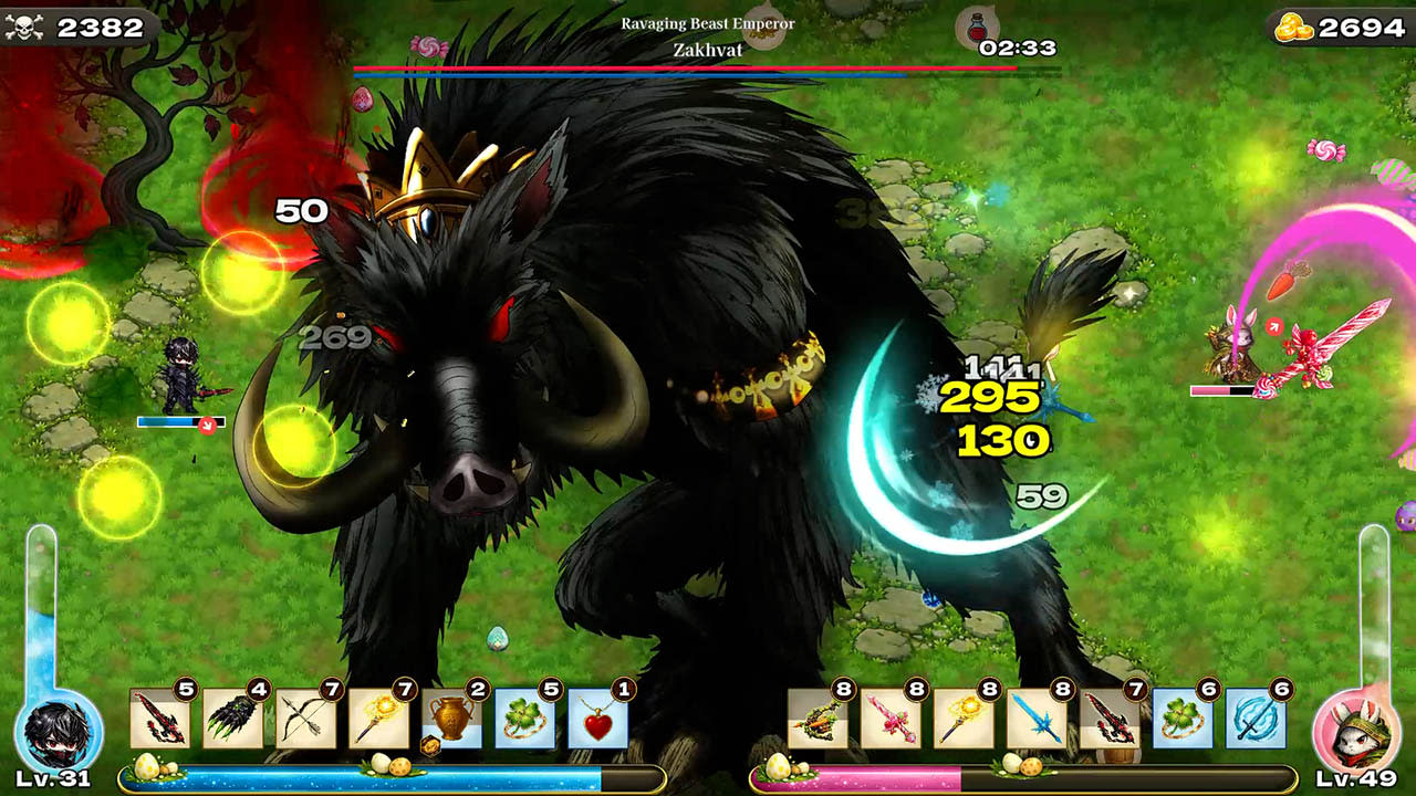 Luna fights waves of monsters in a Lunadra gameplay scene
