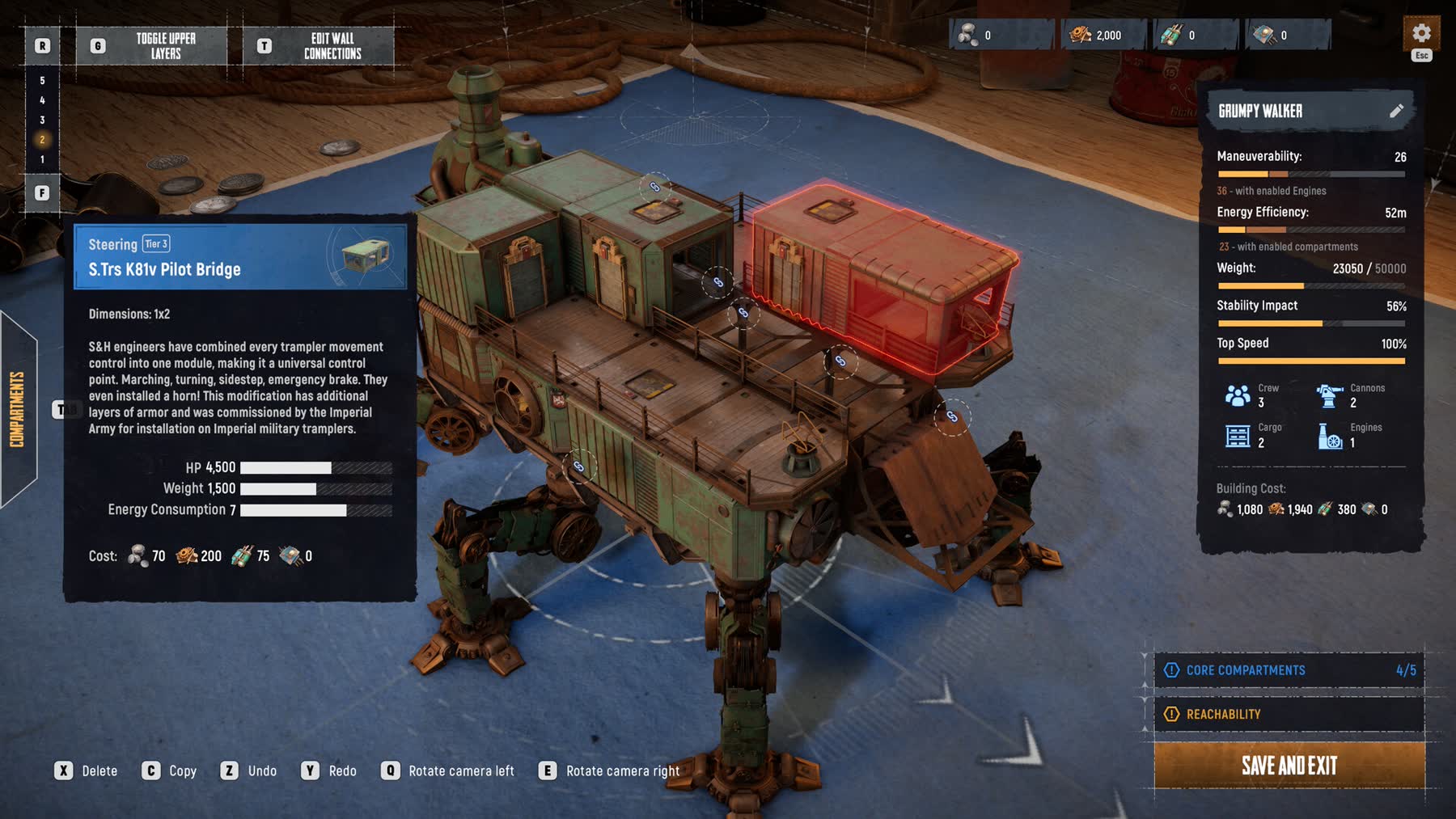 A massive Trampler mech moves across the desert in SAND Raiders of Sophie