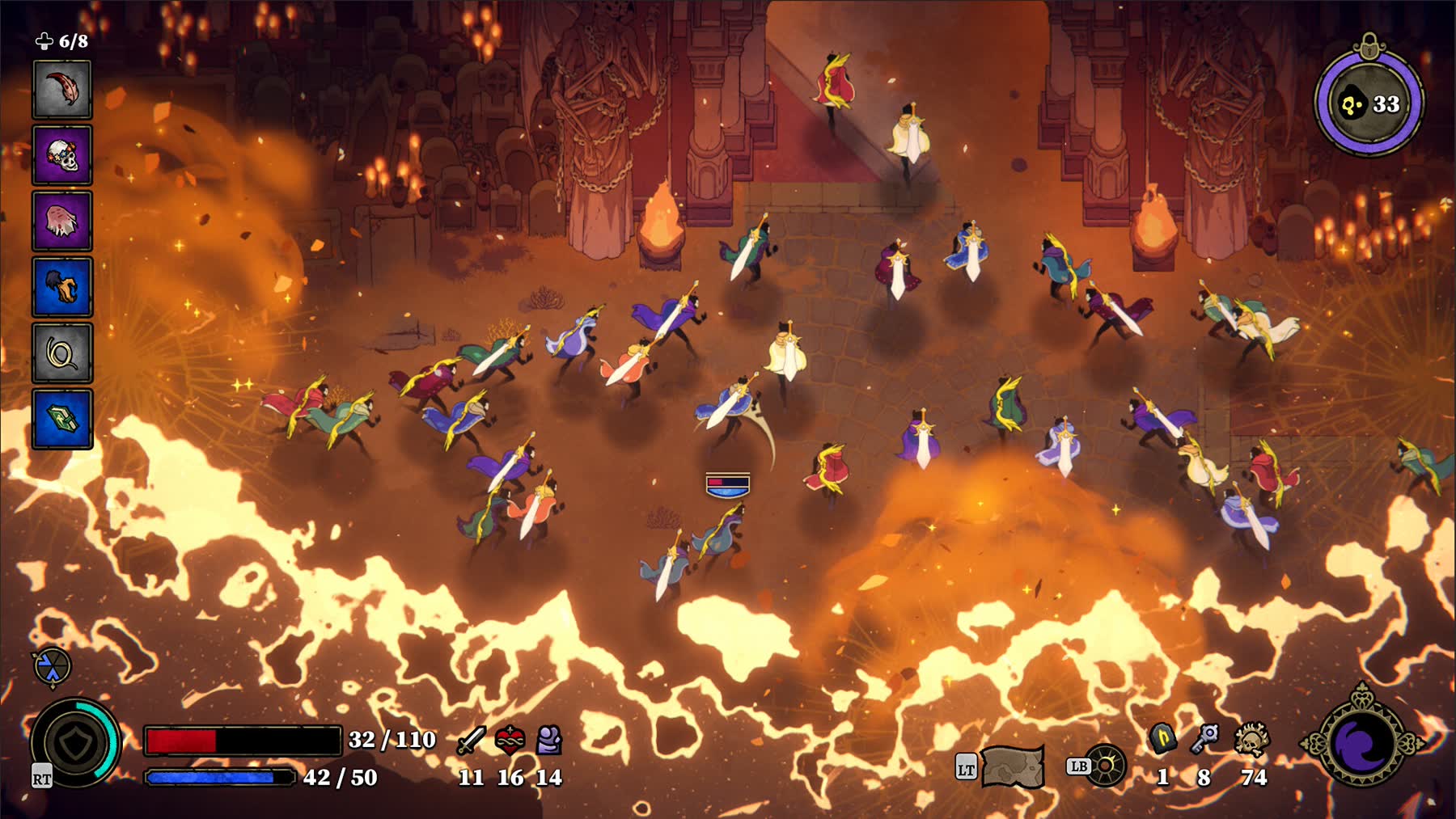 Dozens of fighters battle enemies in 33 Immortals