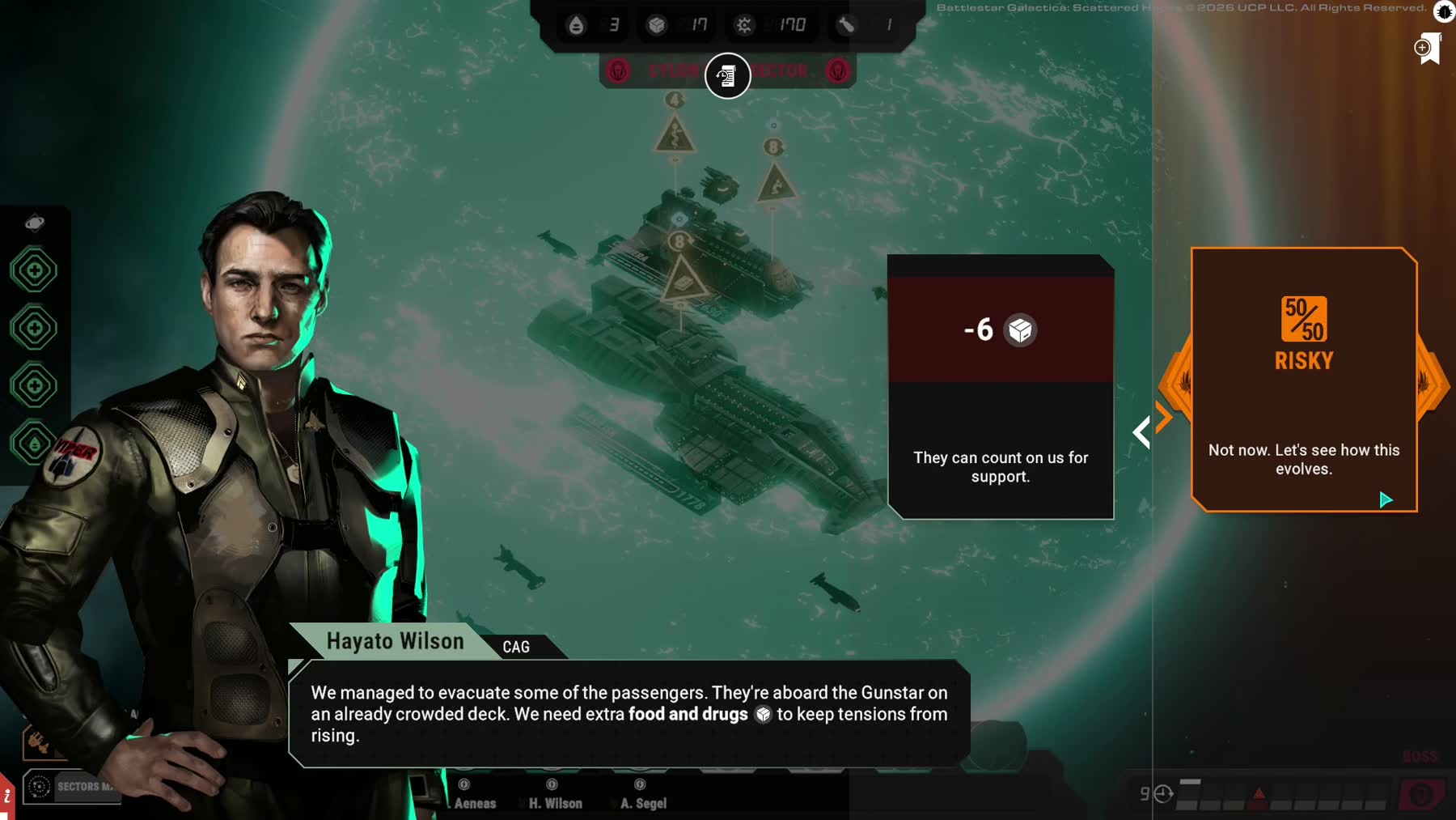 Ships and tactical overlays in Battlestar Galactica Scattered Hopes