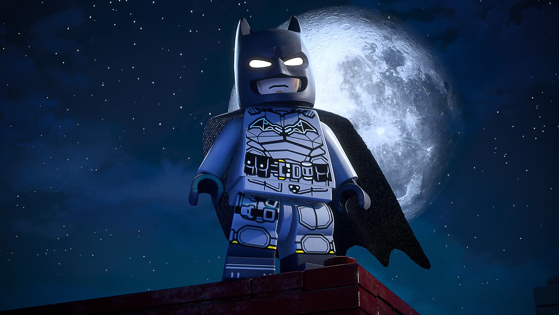 Batman gliding through Gotham in LEGO Batman Legacy of the Dark Knight