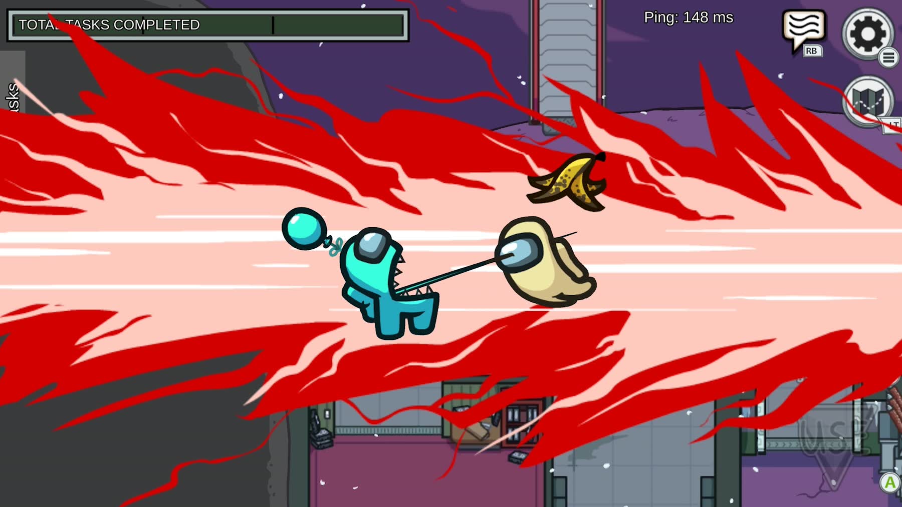 An Impostor attacks a Crewmate in Among Us.