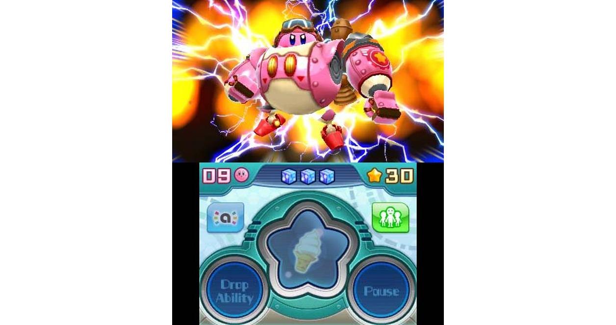 Kirby piloting the Robobot Armor in Kirby: Planet Robobot