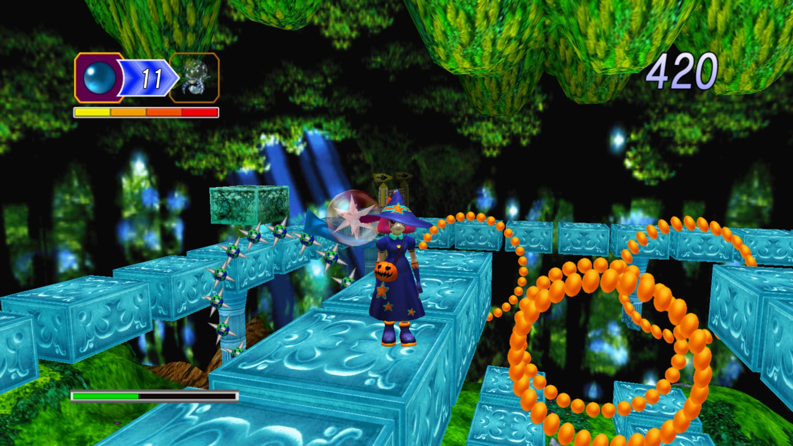 Elliot explores a Halloween-styled dream area in NiGHTS into Dreams.