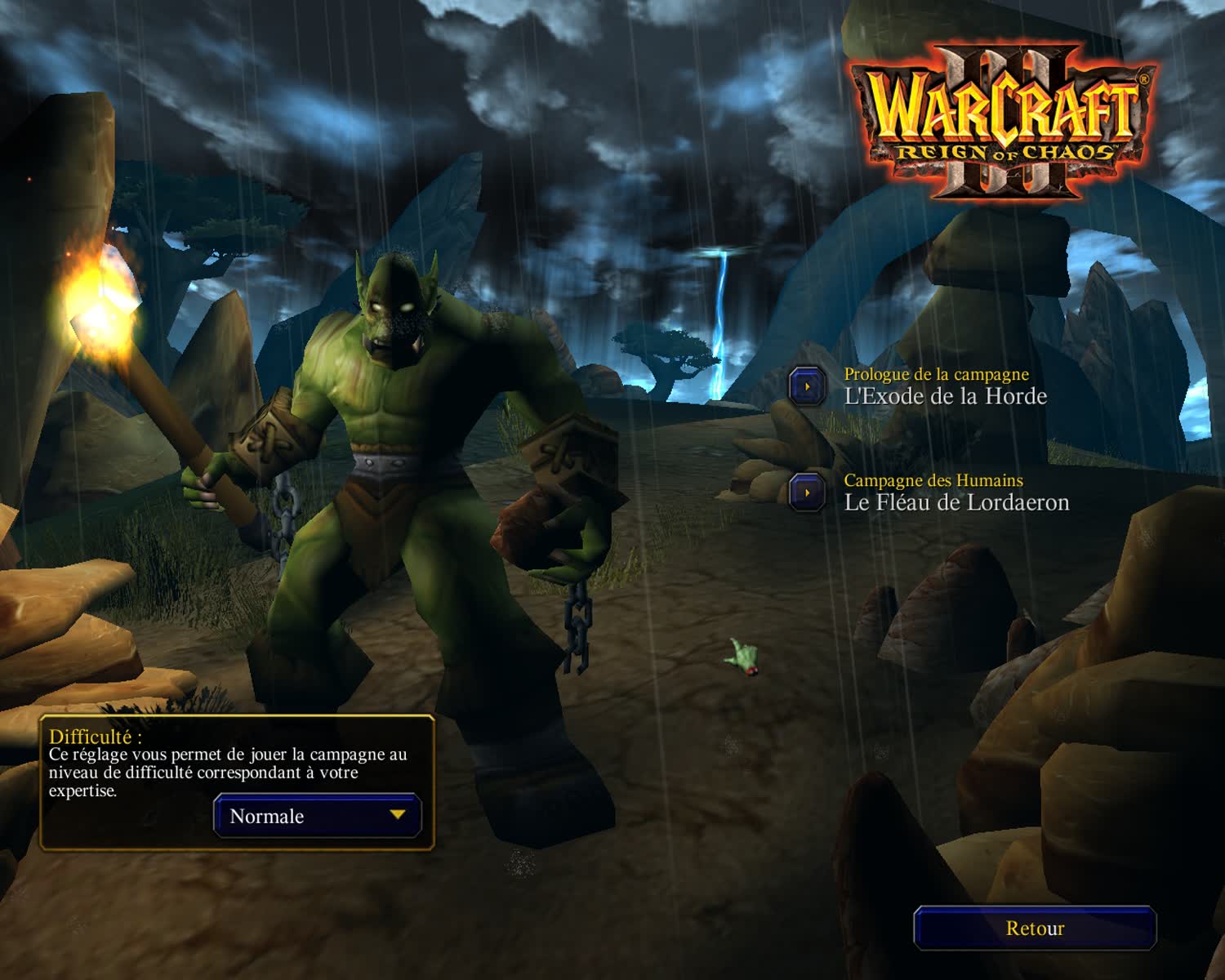 Warcraft III Reign of Chaos campaign selection screen