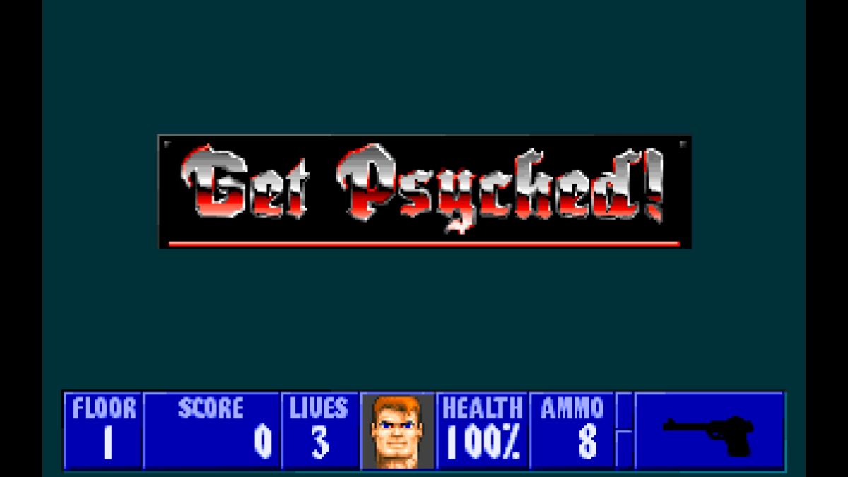 Wolfenstein 3D loading screen with the phrase Get Psyched