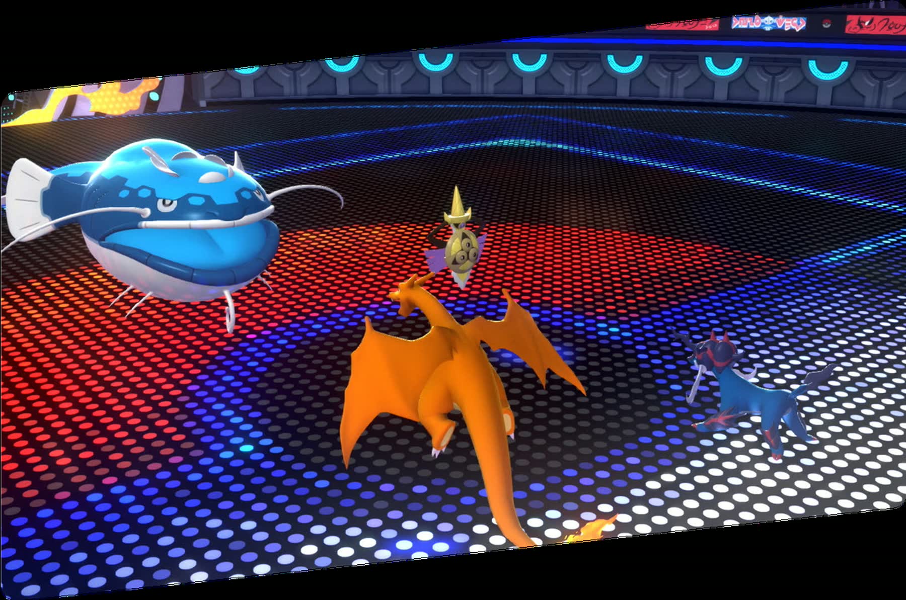 A Pokemon Champions battle scene showing two Pokemon facing off in an arena
