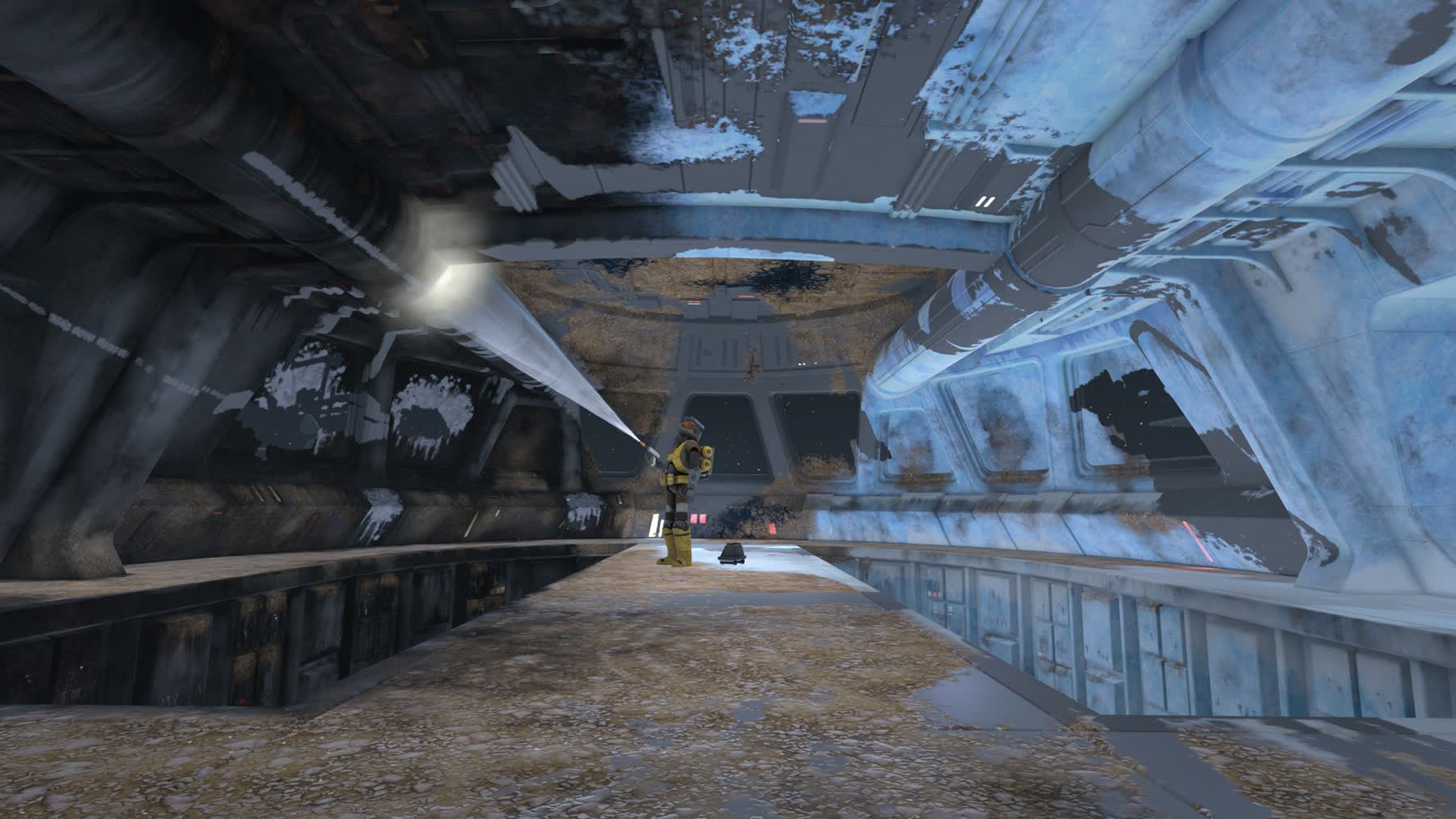 A PowerWash Simulator 2 Star Wars Pack scene set inside a Star Destroyer