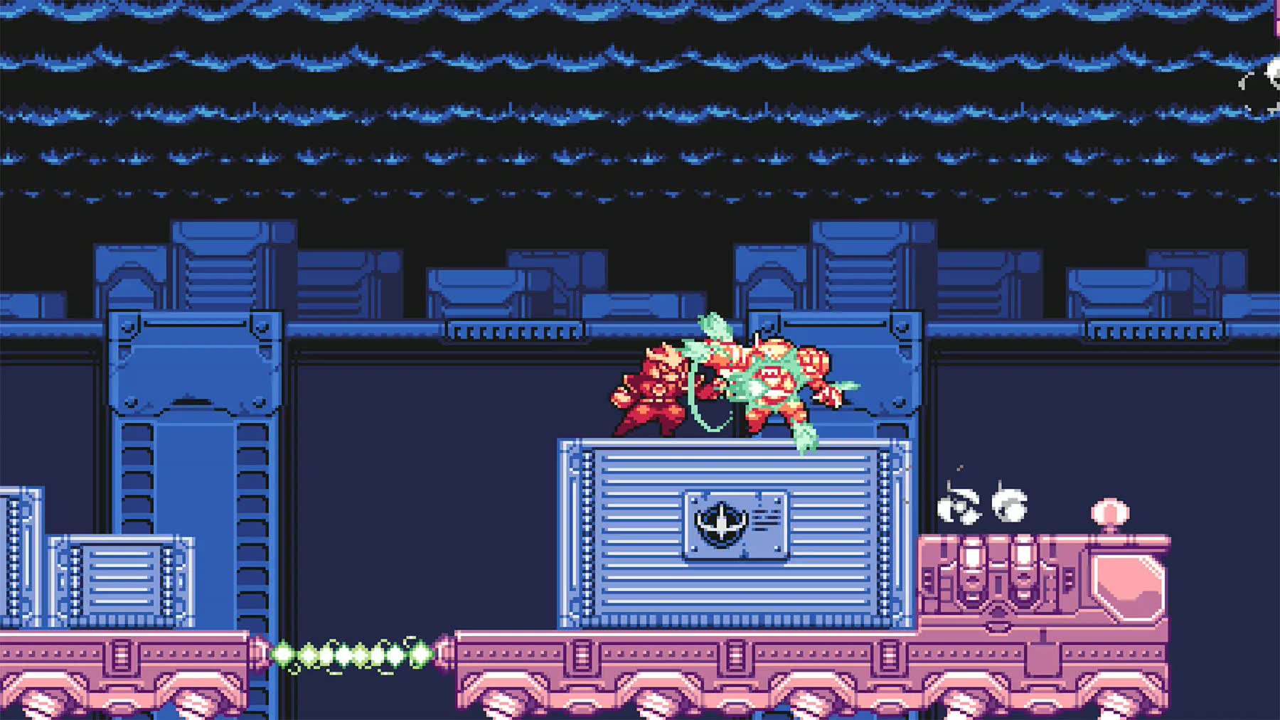 Gravity Circuit gameplay screenshot showing Kai fighting enemies