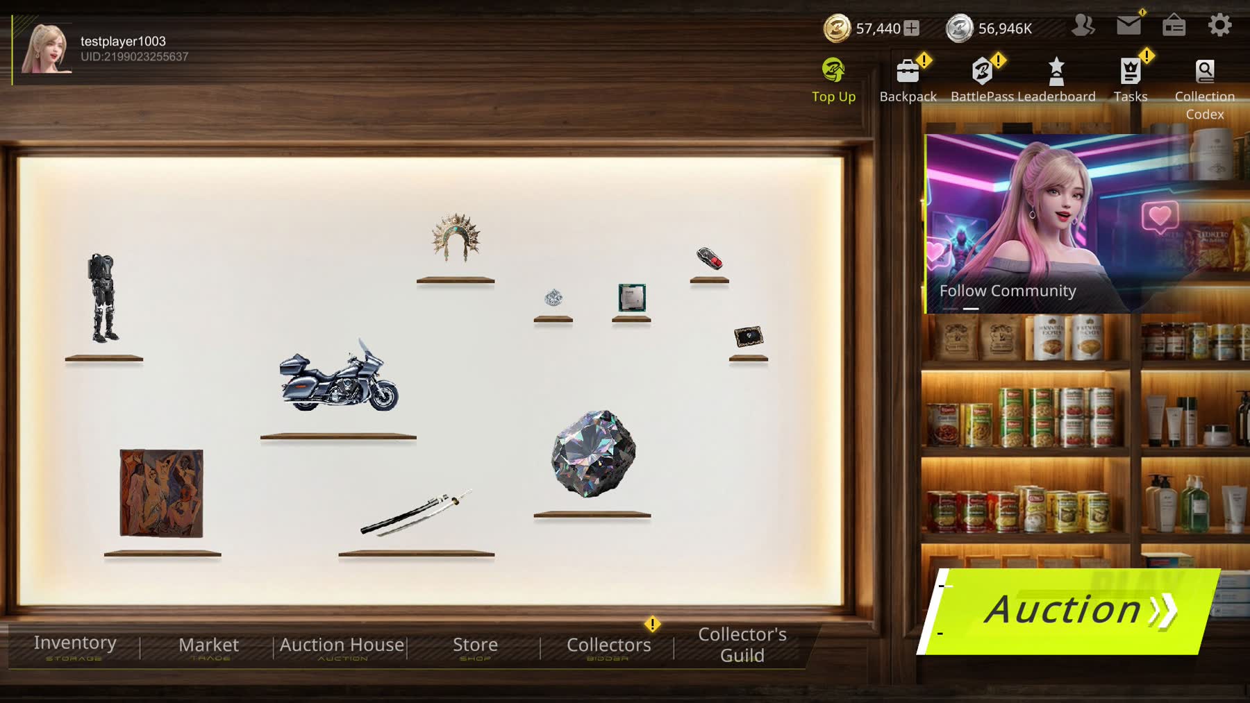 BidKing gameplay showing a multiplayer auction table