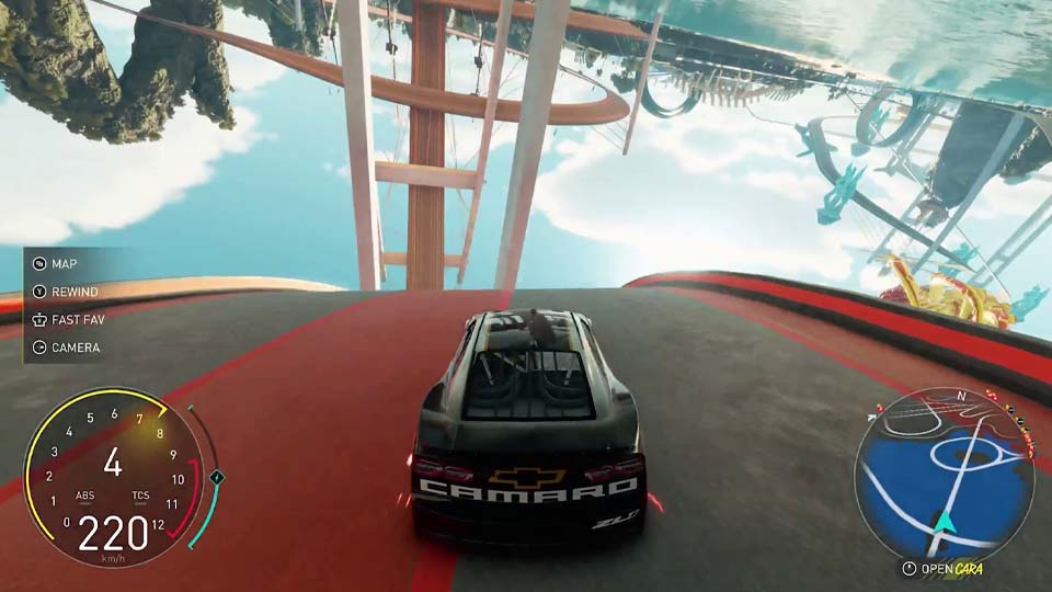 A car racing through The Crew Motorfest's Hawaiian open world