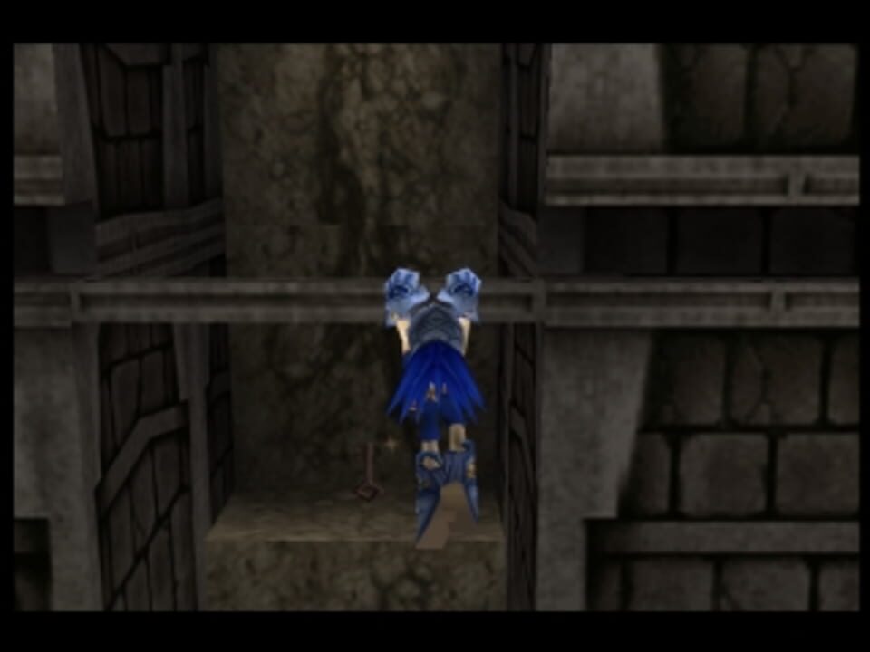 A character explores a stone interior in Tiny Bullets on PlayStation