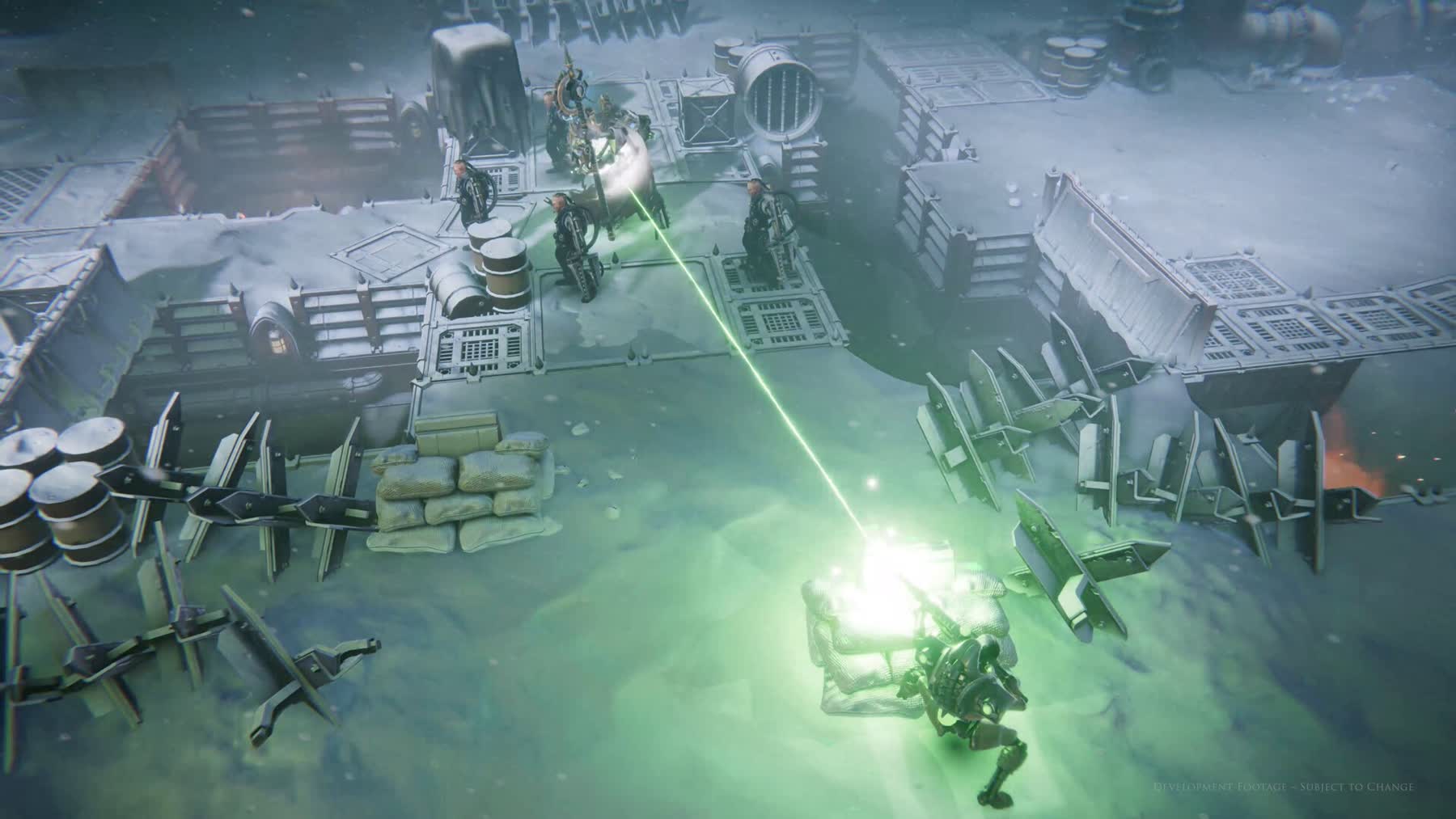 Warhammer 40000 Mechanicus II tactical battle scene with Adeptus Mechanicus and Necron forces