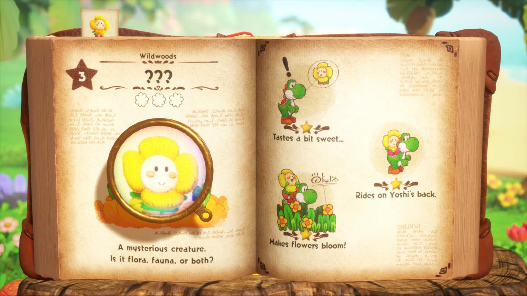 Yoshi exploring a page in Yoshi and the Mysterious Book